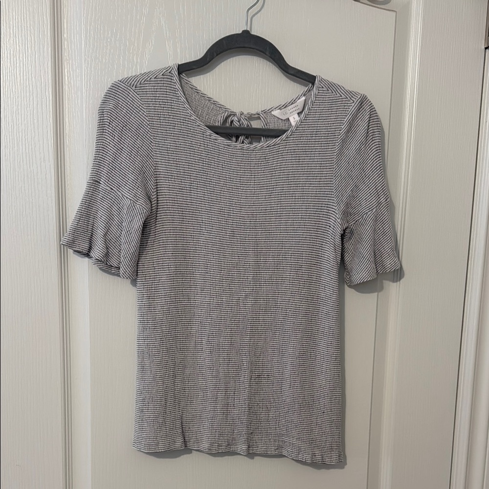 LC Lauren Conrad Black and White Striped Blouse